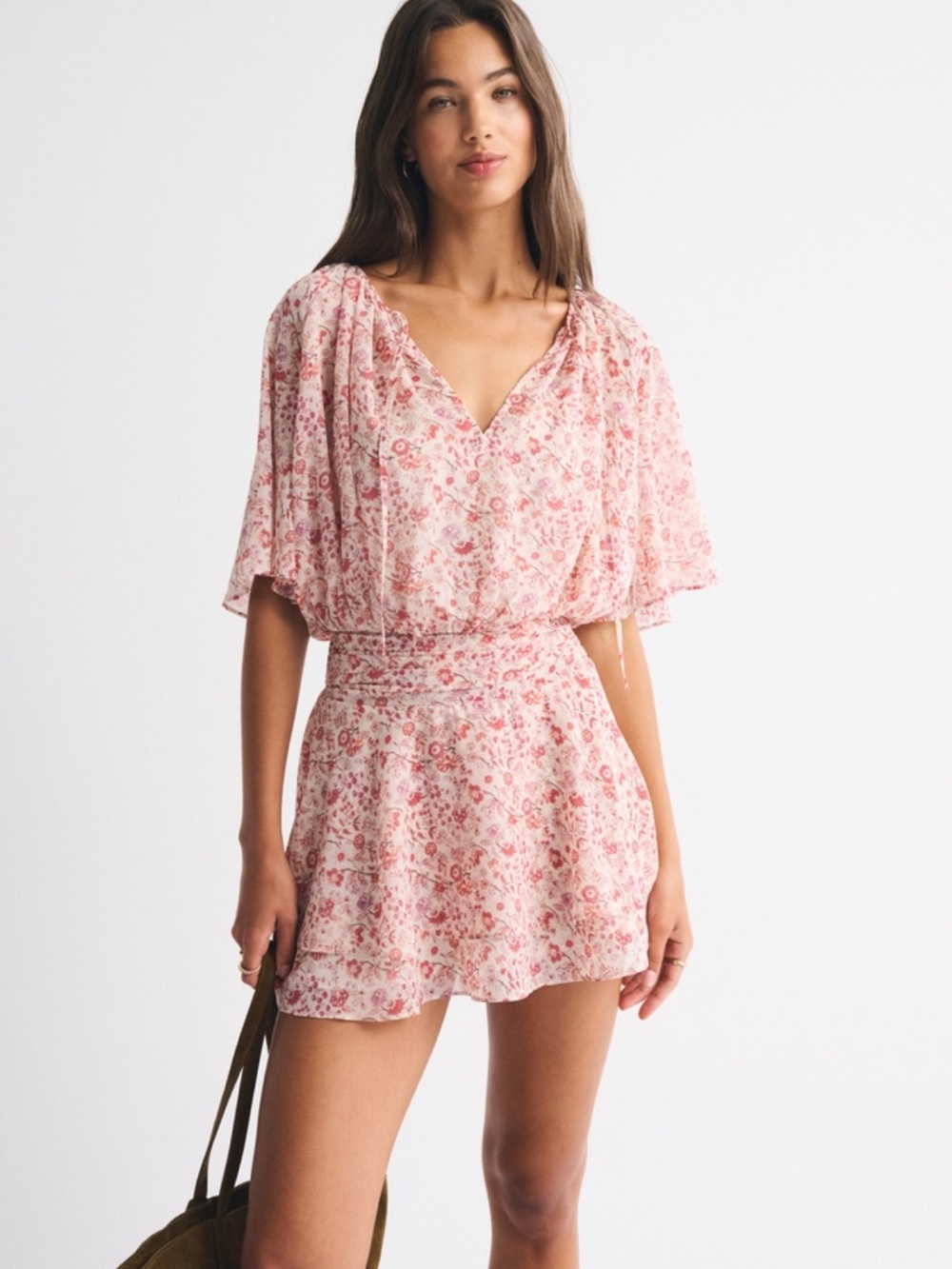 NWT Abercrombie floral cinched waist mini dress